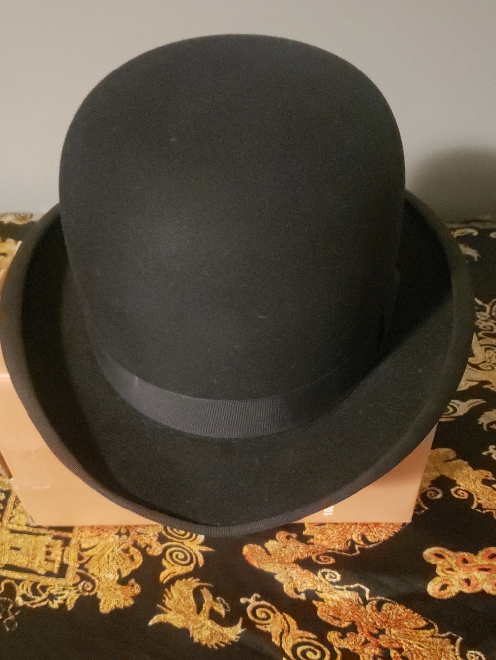 Classic Black Bowler Hat - Men's Formal Headwear/ ANTIQUE!/LEATHER BAND INSIDE